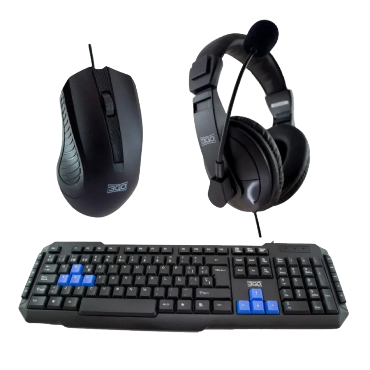 KIT TECLADO + RATÓN + AURICULARES 3GO